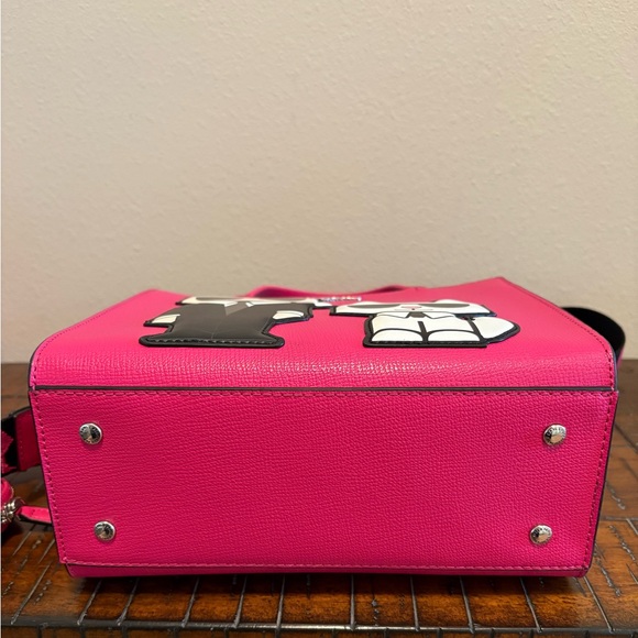 Karl Lagerfeld Paris Maybelle Fuchsia Satchel with Cartoon Motif - Picture 6 of 14